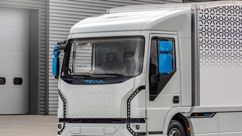 Tevva Battery Electric Truck - Diagonal view, close up, day - Copy