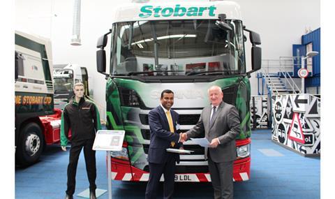 Kondal Reddy Kandadi, deputy vice chancellor of the University of Bolton (L) and Alex Laffey (R), CEO of Eddie Stobart Logistics